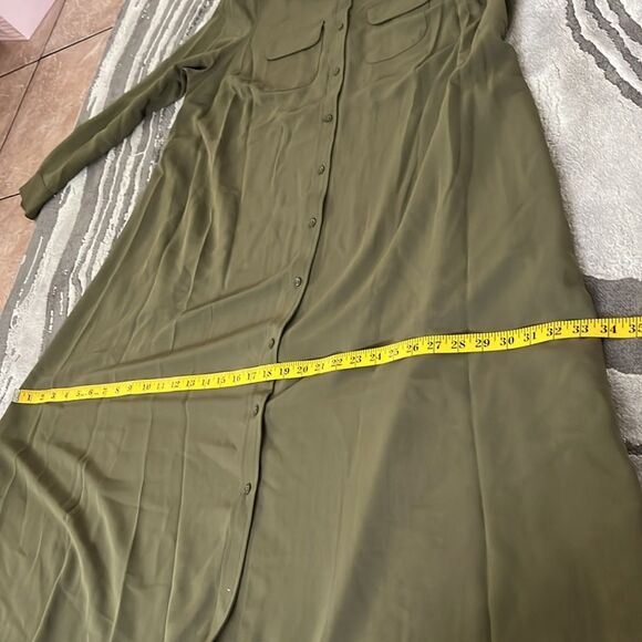 Alfani Olive Green Long Sleeve Button Down Shirt Dress Size 1X - Picture 7 of 11